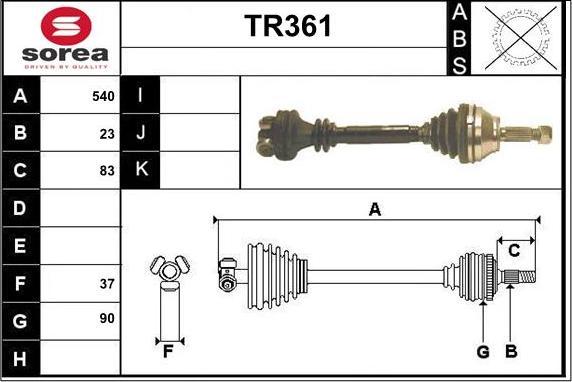 Sera TR361 - Приводний вал autocars.com.ua