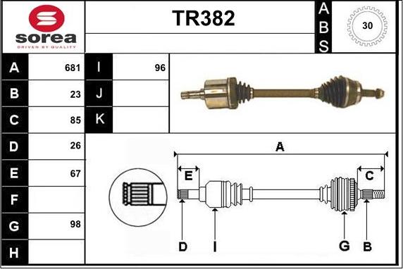 Sera TR382 - Приводний вал autocars.com.ua