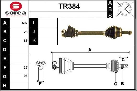 Sera TR384 - Приводний вал autocars.com.ua