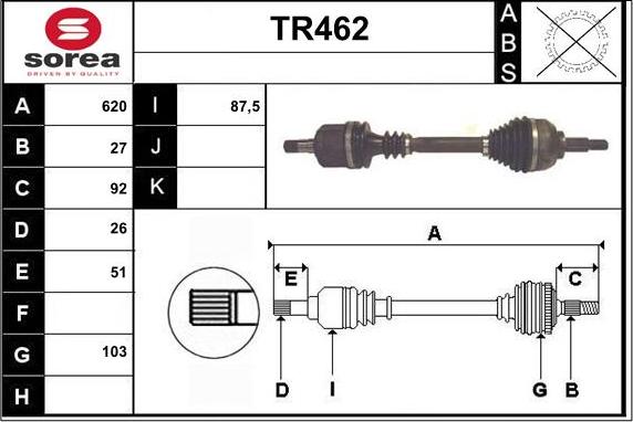 Sera TR462 - Приводний вал autocars.com.ua