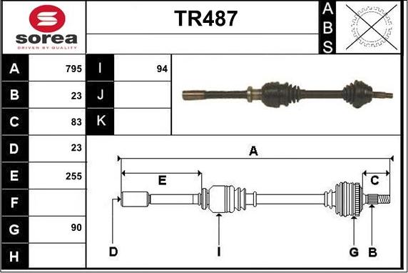 Sera TR487 - Приводний вал autocars.com.ua