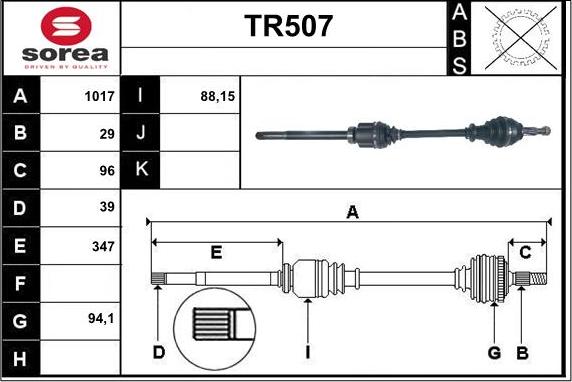 Sera TR507 - Приводний вал autocars.com.ua