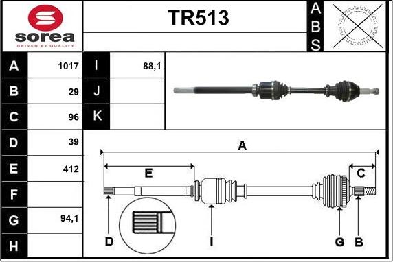 Sera TR513 - Приводний вал autocars.com.ua