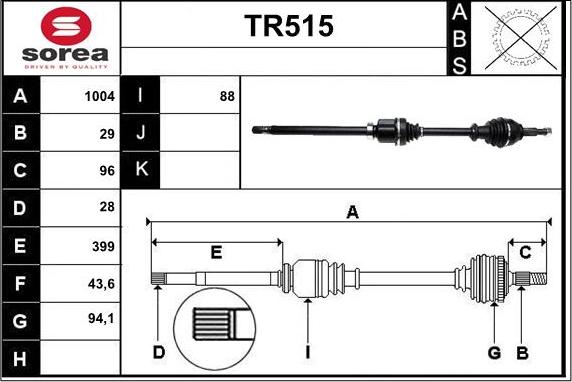 Sera TR515 - Приводний вал autocars.com.ua