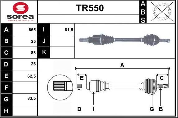 Sera TR550 - Приводний вал autocars.com.ua