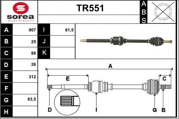 Sera TR551 - Приводний вал autocars.com.ua