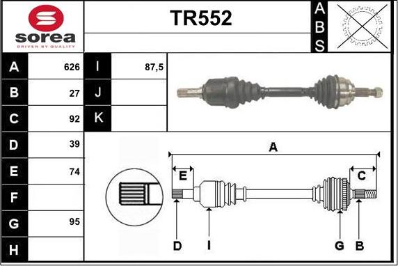 Sera TR552 - Приводний вал autocars.com.ua