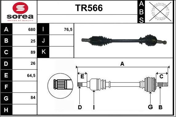 Sera TR566 - Приводний вал autocars.com.ua