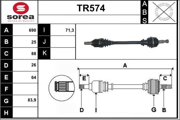 Sera TR574 - Приводний вал autocars.com.ua