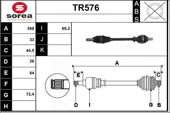 Sera TR576 - Приводний вал autocars.com.ua