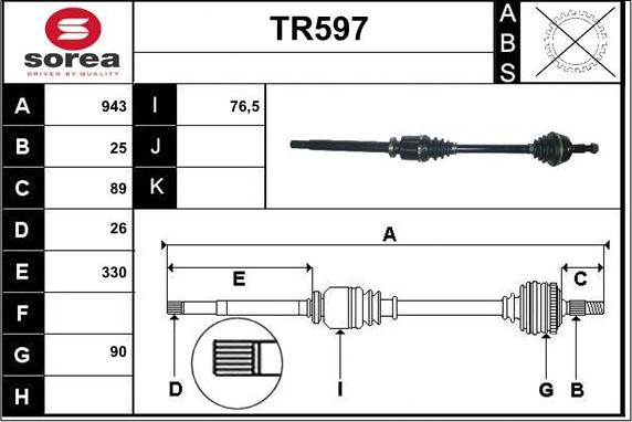 Sera TR597 - Приводний вал autocars.com.ua