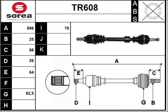 Sera TR608 - Приводний вал autocars.com.ua