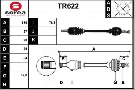 Sera TR622 - Приводний вал autocars.com.ua