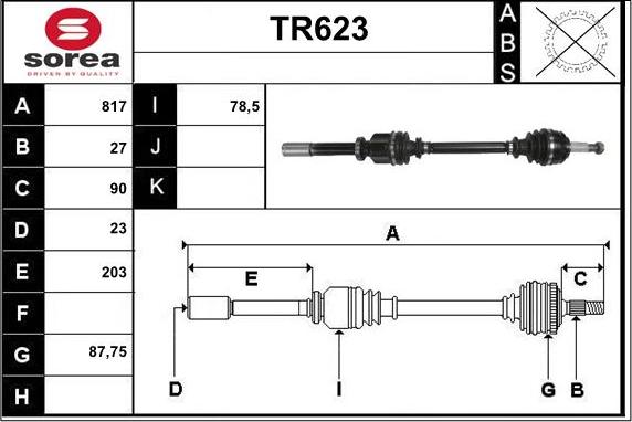 Sera TR623 - Приводний вал autocars.com.ua