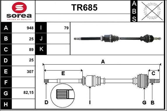 Sera TR685 - Приводний вал autocars.com.ua