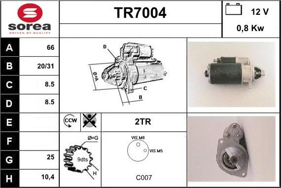 Sera TR7004 - Стартер autocars.com.ua