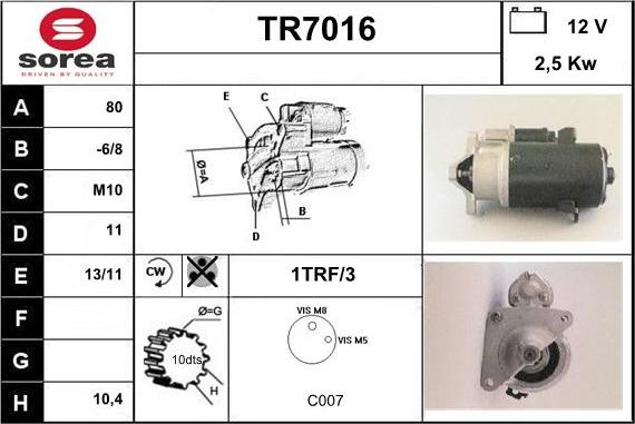 Sera TR7016 - Стартер autodnr.net