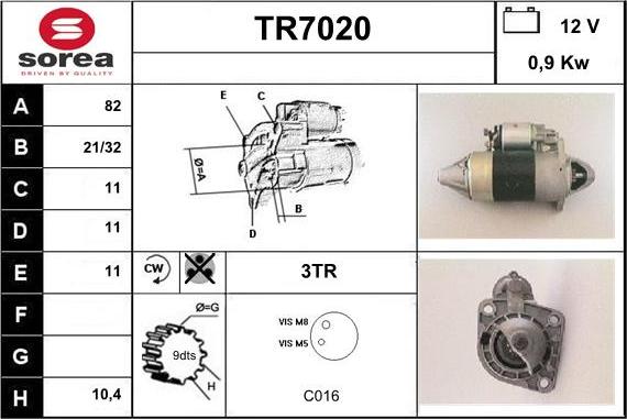 Sera TR7020 - Стартер autocars.com.ua