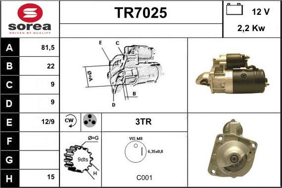 Sera TR7025 - Стартер autocars.com.ua