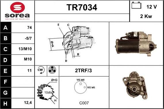 Sera TR7034 - Стартер autocars.com.ua