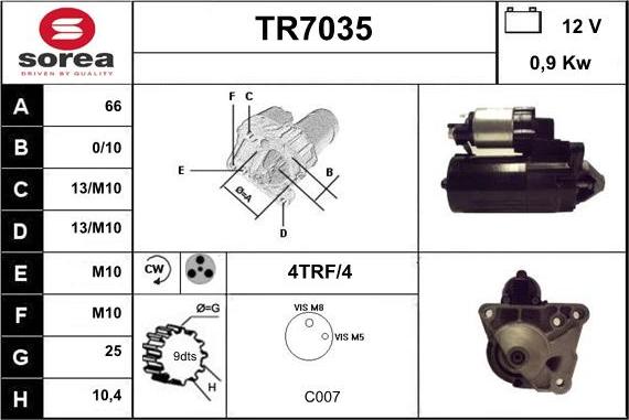 Sera TR7035 - Стартер autocars.com.ua