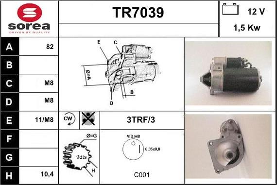 Sera TR7039 - Стартер autocars.com.ua