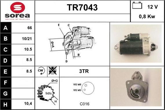 Sera TR7043 - Стартер autocars.com.ua