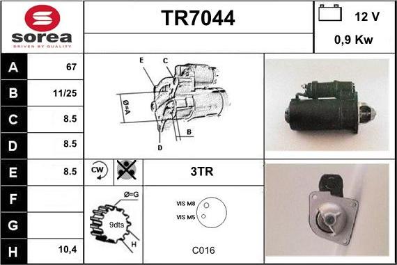 Sera TR7044 - Стартер autocars.com.ua