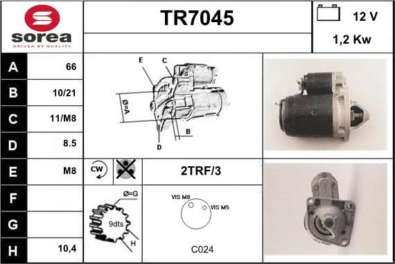 Sera TR7045 - Стартер autocars.com.ua