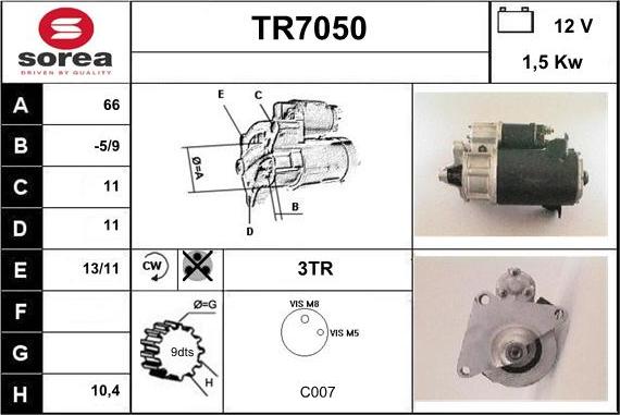 Sera TR7050 - Стартер autocars.com.ua