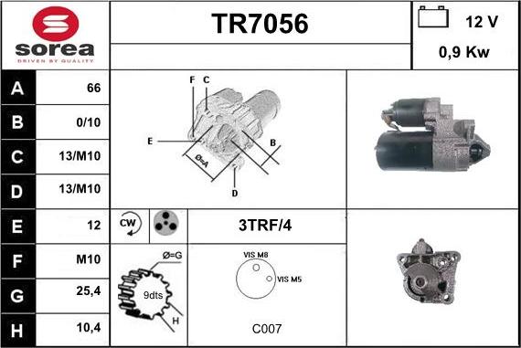 Sera TR7056 - Стартер autocars.com.ua