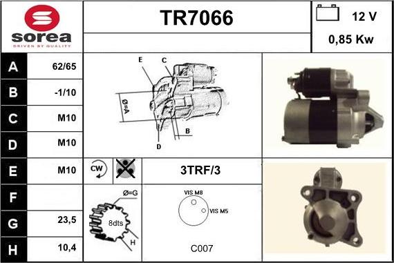 Sera TR7066 - Стартер autocars.com.ua