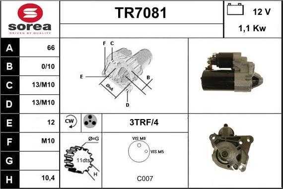 Sera TR7081 - Стартер autocars.com.ua