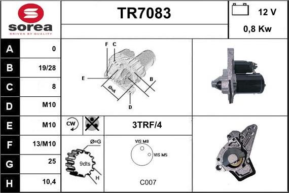 Sera TR7083 - Стартер autocars.com.ua