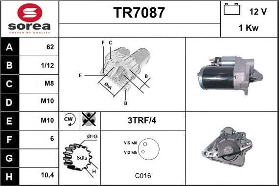 Sera TR7087 - Стартер autocars.com.ua