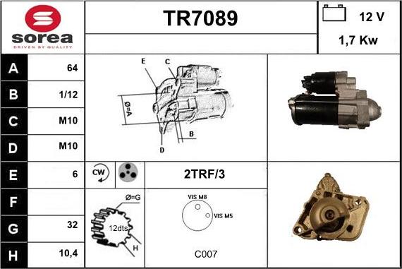 Sera TR7089 - Стартер autocars.com.ua