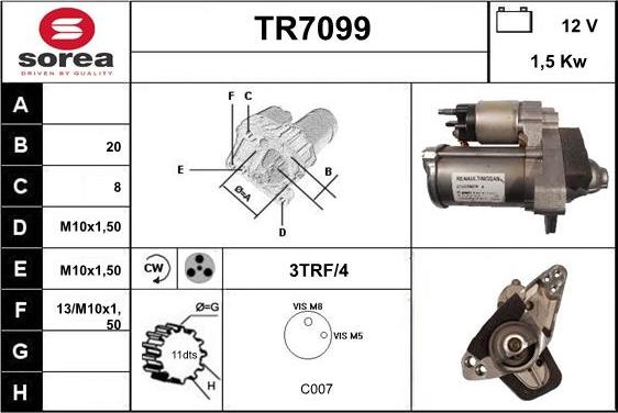 Sera TR7099 - Стартер autocars.com.ua