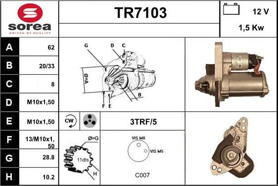 Sera TR7103 - Стартер autocars.com.ua