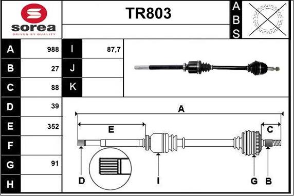 Sera TR803 - Приводний вал autocars.com.ua