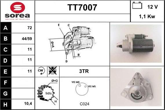 Sera TT7007 - Стартер autocars.com.ua