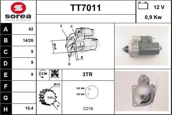 Sera TT7011 - Стартер autocars.com.ua