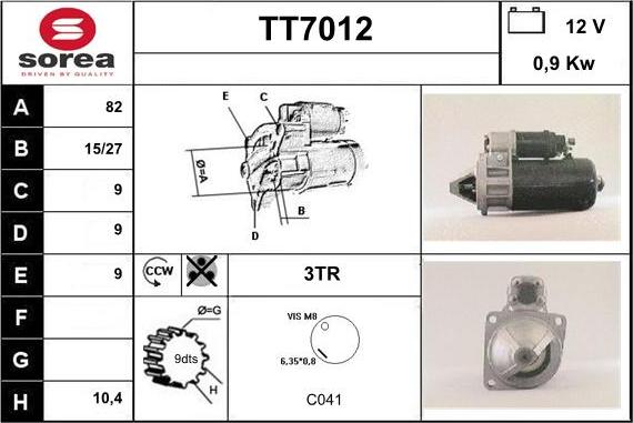 Sera TT7012 - Стартер autocars.com.ua