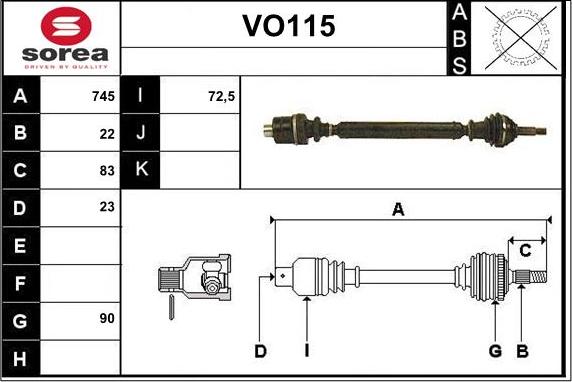 Sera VO115 - Приводний вал autocars.com.ua