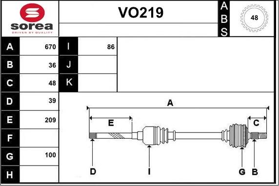 Sera VO219 - Приводний вал autocars.com.ua