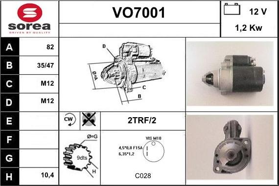 Sera VO7001 - Стартер autocars.com.ua