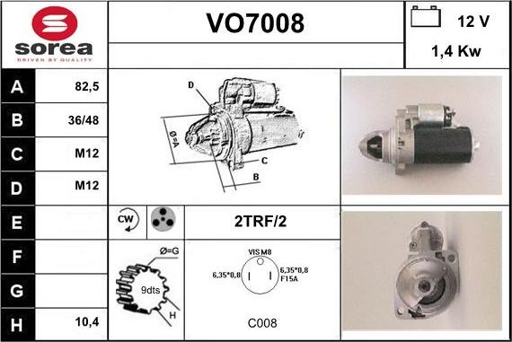 Sera VO7008 - Стартер autocars.com.ua