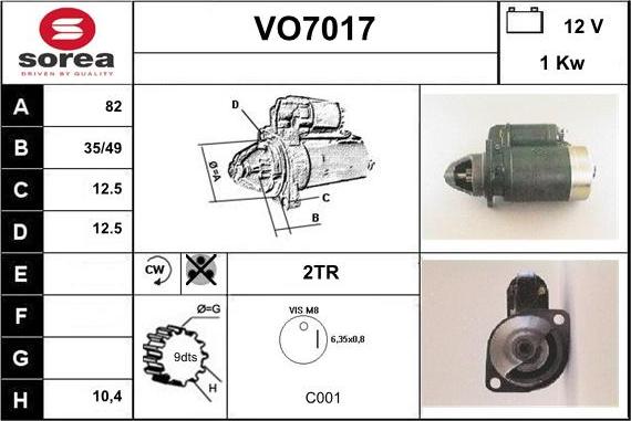 Sera VO7017 - Стартер autocars.com.ua