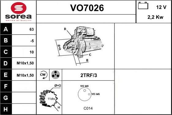 Sera VO7026 - Стартер autocars.com.ua