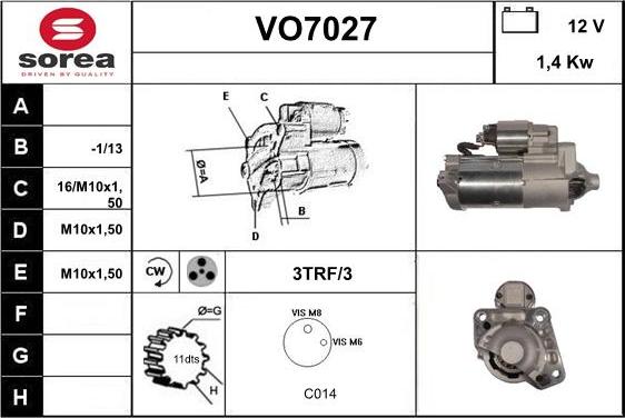 Sera VO7027 - Стартер autocars.com.ua