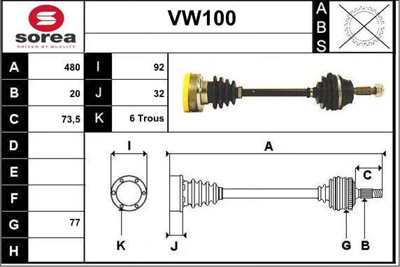 Sera VW100 - Приводной вал autodnr.net